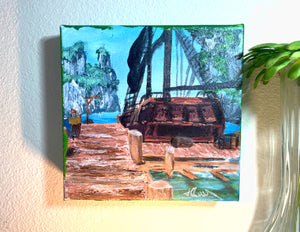 Docked Pirate Ship Painting